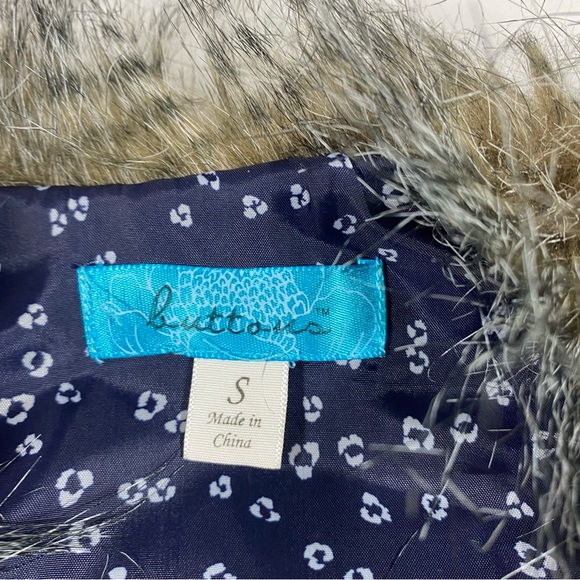 Buttons Black Fur Striped Vest Grey Faux Fur Womens Swings Style Size Sm… - Picture 2 of 10